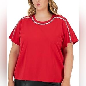 woman star dust calvin Klein blouse with rhinestone, 
 Size 2x, NWT